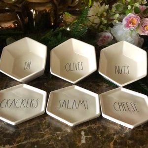 Rae Dunn Hexagonal Bowl and Plate Set of 6